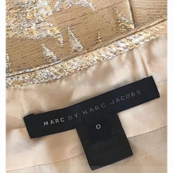 Marc Jacobs Gold Silver Floral Brocade Dress 0 - Picture 5 of 5